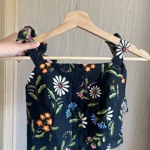 Princess Highway Floral Crop Top - Black and Multicolor